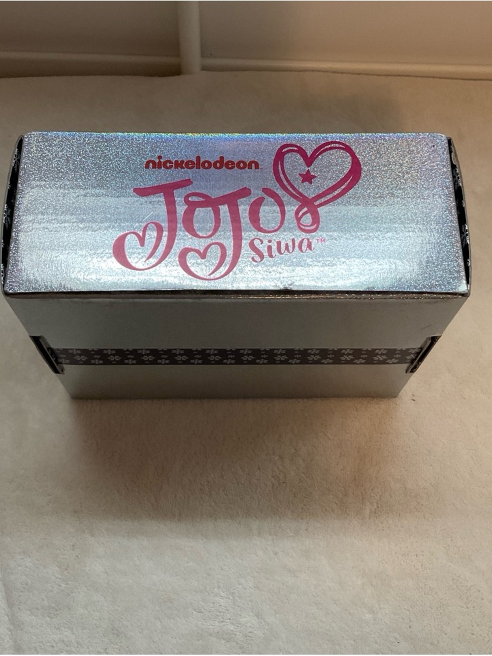 JoJo Siwa Silver Holographic Drawstring Pouch with Black Logo